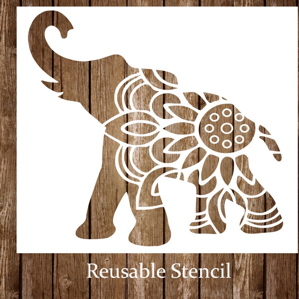 Elephant Mandala Stencil, Zoo Animal Stencil, Elephant Craft, Reusable Stencil