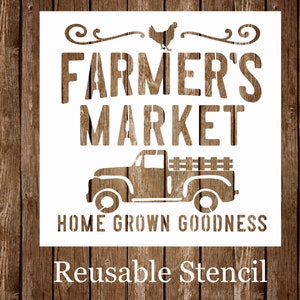 Farmer's Market Stencil, Farmhouse Stencil, Vintage Truck Stencil, Spring Summer stencil