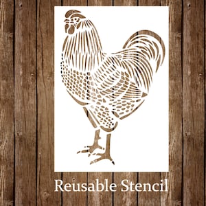 Rooster Farm Stencil, Reusable Rooster Cockrel Feathers Stencil, Farm Animals, Craft Stencil