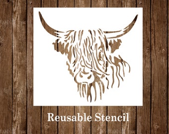 Highland Cow Stencil, Heifer Stencil, Farmhouse Craft Stencil