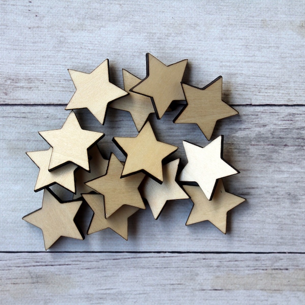 Set of Unfinished Wood Star Shape Cutouts, USA Flag Stars, Choose Quantity, Craft Wood Shapes