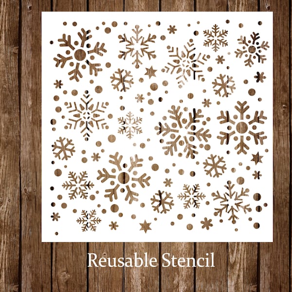 Snowflakes Winter Reusable Stencil, Christmas Stencil, Snowflake Craft