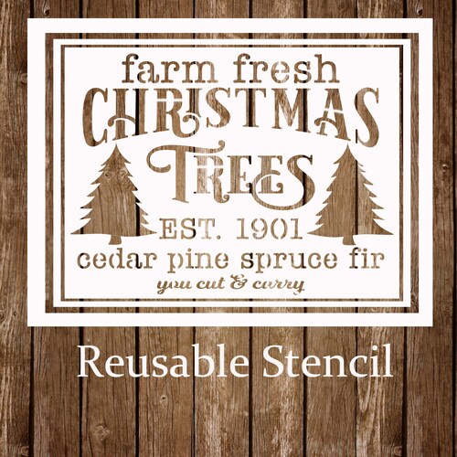 Christmas Tree Farm Sign Stencil Farm Fresh Christmas Stencil Etsy