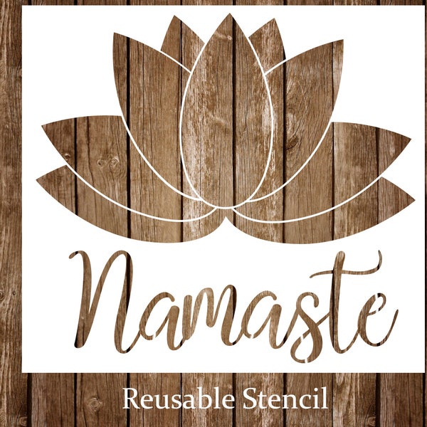 Namaste Lotus Flower Stencil, Yoga Stencil, Namaste Wall Art