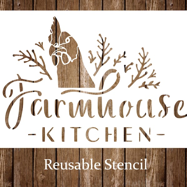 Farmhouse Kitchen Chicken Stencil, Rooster Kitchen Sign Stencil, Chicken Stencil, Farm Animals, Craft Stencil