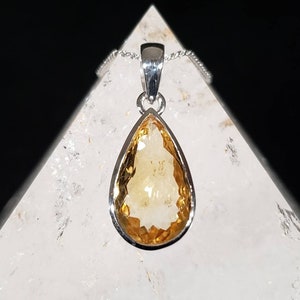 Genuine Citrine Pendant Sterling Silver - Faceted Teardrop Necklace For Abundance & Prosperity, November Birthstone Solar Plexus Chakra Gift
