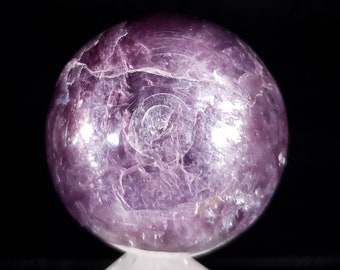 Large Gem Lepidolite A Grade Collector Sphere - Flashy Quality Collector Purple Crystal Ball - Lavender Home Table Decor