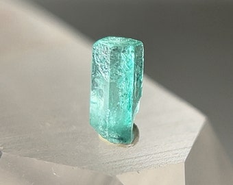 Colombian Emerald Raw Natural Collector Crystal - Small Genuine Untreated Unheated Semi-Translucent 7.9mm 1 carat May Birthstone Unique Gift