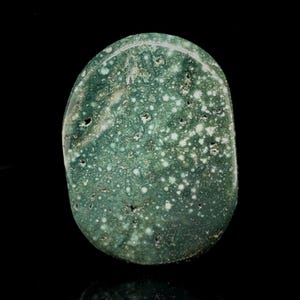 Ocean Jasper Crystal Palm Stone - Green Premium Flat Oval Worry Stone - Madagascar Origin - Meditation & Manifestation Collectors Specimen