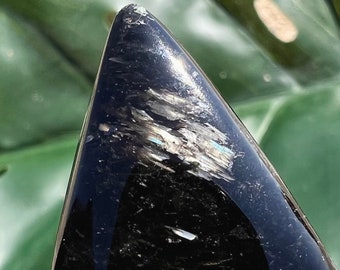 Nuummite Cabochon - Triangle - Blue Bronze Flash - Genuine Rare Greenland Crystal - Jewelry Wire Wrap Stone