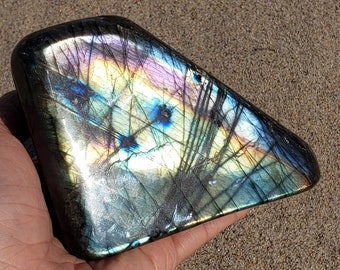 Rainbow Labradorite Flash Display Centerpiece - Self Standing Crystal Office Home Desk Table Decor Freeform 4.5"