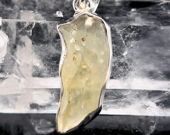 Hanger van Libisch woestijnglas - Sterling zilver - Libische gouden tektiet - Ruwe natuurlijke LDG authentieke echte oude zand- en zeeglas sieraden