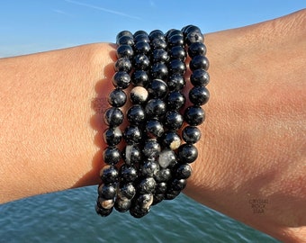 Black Tourmaline Crystal Bead Protection Bracelet, 6mm Beads, EMF Empath Protection, Crystal Lover Gift, Friendship BFF Yoga Bracelet