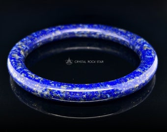 58mm Lapis Lazuli Bangle Round Bracelet, Empath Protection Crystal, Royal Blue Cobalt Gemstone Scarf Ring, Sphere Sound Bowl Holder Stand