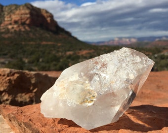 Fairy Dust Quartz Collector Crystal With Inner Formation and Rainbows - Mini Crystals on Large Point 4.7" Collectible Home Decor - Arkansas