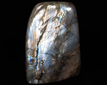 Labradorite Display Crystal - Rare Silver Sky Blue Flash - Centerpiece - Freeform 5.2" 3.2lbs Office Desk Decor Table - Rainbow Lavender