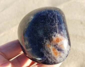 Iolite Sunstone Palm Stone - For Psychic Intuition and Creativity - Large Chunky Third Eye Rainbow Shimmery Crystal