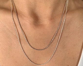 Adjustable Sterling Silver Rope Chain: .925 Italian Silver Necklace, 20", Lobster Clasp, Heart Charm