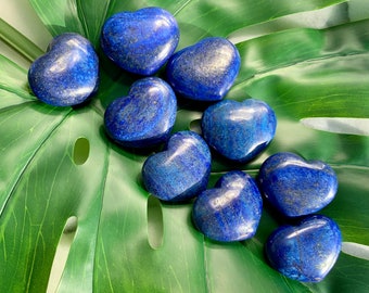 Lapis Lazuli Heart Palm Stone - Psychic Empath Protection - Genuine Third Eye Chakra Intuition Crystal - Chunky 1.8"