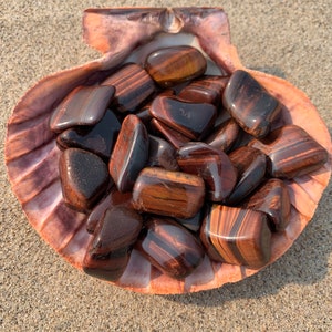 Red Tiger Eye Large Tumbled Stone for Grounding and Protection - Meditation Root Chakra Tumble Crystal