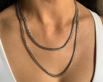 Miami Cuban Link Chain - .925 Solid Genuine Sterling Silver - 18" 22" Lengths at 5mm & 30" at 2.5mm - Polished Curb Links - Made in Italy