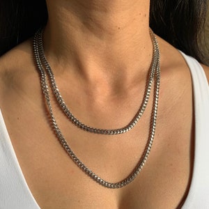 Miami Cuban Link Chain - .925 Solid Genuine Sterling Silver - 18&quot; 22&quot; Lengths at 5mm & 30&quot; at 2.5mm - Polished Curb Links - Made in Italy