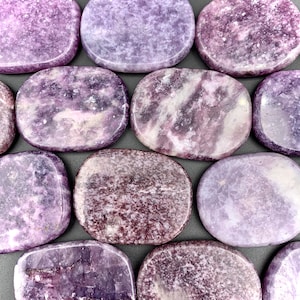 Lepidolite Palm Stone - Lavender Purple Crystal for Dream Recall - Lays Flat - For Third Eye Chakra Meditation