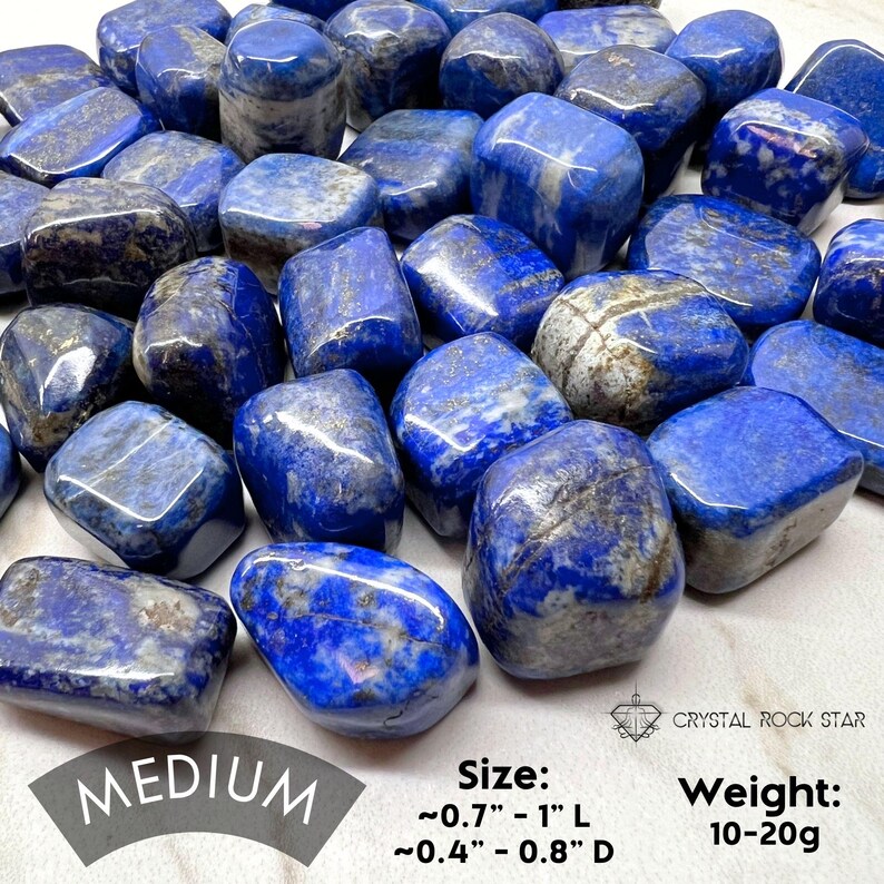 Lapis Lazuli Tumble Stone, Natural Blue Genuine Lapis Lazuli, Psychic Meditation Third Eye Chakra Intuition Empath Protection Crystal Grid - CrystalRockStar California