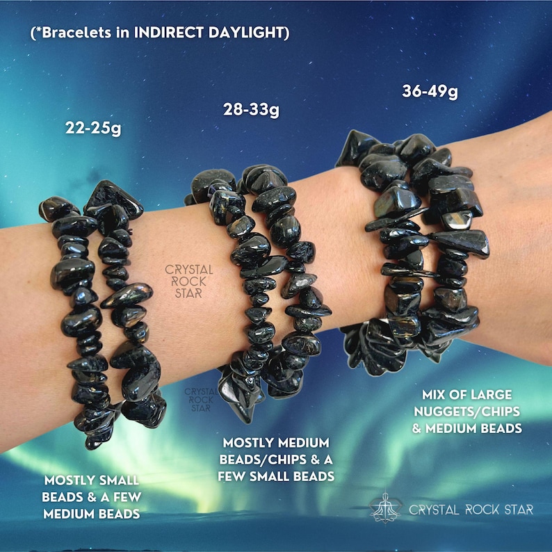 Nuummite Chip Bead Stretch Bracelet - Worlds Oldest 3 Billion Year Old Crystal Rock Star - Genuine Greenland Black Empath Protection Stone with Gold Flashes