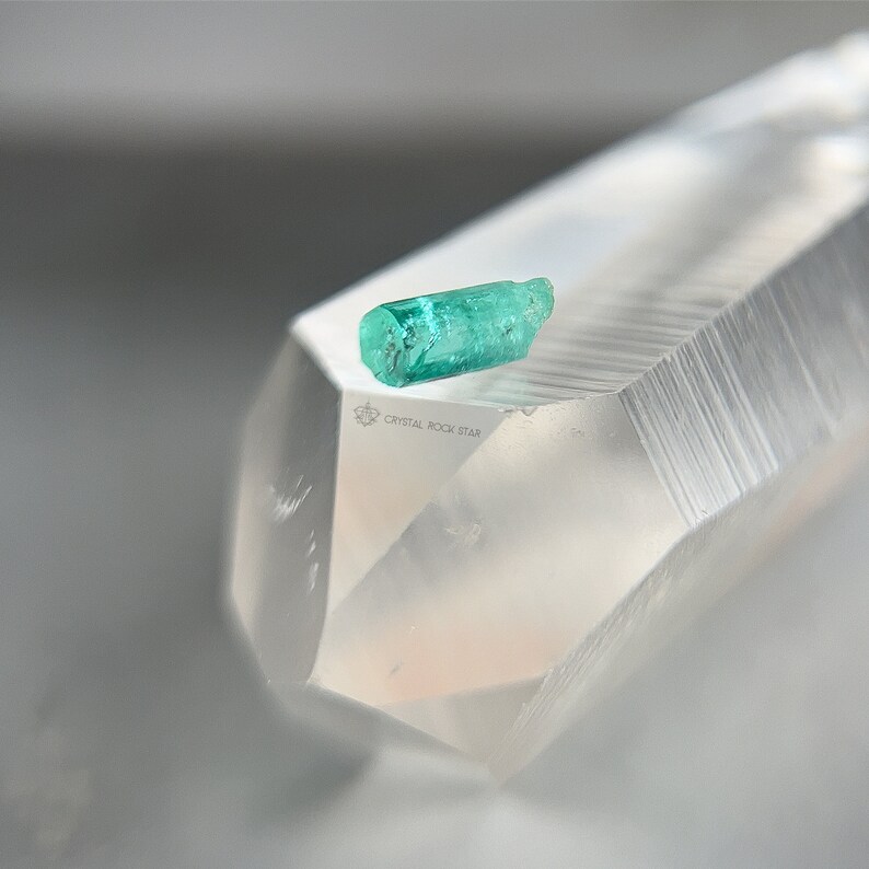 Colombian Emerald Raw Natural Collector Crystal Specimen - Small Genuine Untreated Unheated 8.5mm 1 carat - May Birthstone Unique Gift Idea - CrystalRockStar Los Angeles California