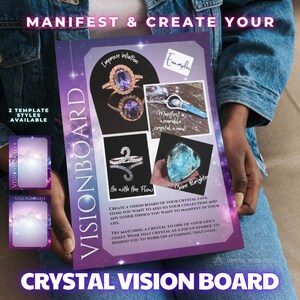 Manifest with a Crystal Vision Board - Crystal Rock Star Goodnotes PDF Digital Download eBook Planner - Crystal Collector Journal PDF – Gem Tracking & Properties Logbook, Digital Diary, Metaphysical Meanings, Pink Celestial Meditation Planner
