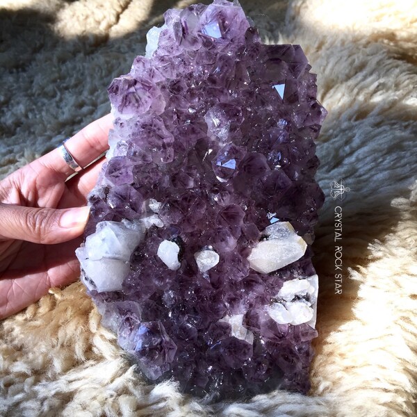 Reserved - Large Amethyst and Calcite Cluster Tray | Decor Statement Space Crystal