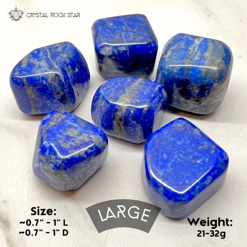 Lapis Lazuli Tumble Stone, Natural Blue Genuine Lapis Lazuli, Psychic Meditation Third Eye Chakra Intuition Empath Protection Crystal Grid - CrystalRockStar California
