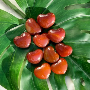 Carnelian Heart Palm Stone - Orange Natural Sacral Chakra Meditation Crystal for Passion and Creativity - Puffy Shape 1.7 Inches - CrystalRockStar CA Shop