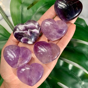 Amethyst Puffy Heart Palm Stone - Polished Purple Crystal - Chunky 1.7" - CrystalRockStar Meditation Yoga Collector Decor