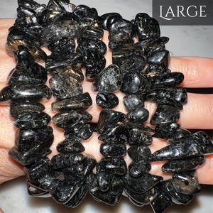 Genuine Nuummite Large Chip Stretch Bracelet - Authentic Genuine Rare Greenland Crystal Rock Star - Los Angeles California CA Shop, Empath Protection Jewelry