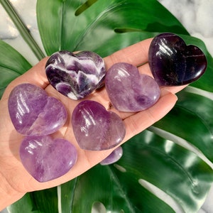 Amethyst Puffy Heart Palm Stone - Polished Purple Crystal - Chunky 1.7" - CrystalRockStar Meditation Yoga Collector Decor