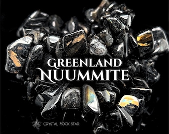 Genuine Nuummite Chip Bracelet: Rare Collectible 3 Billion Years Old Greenland Stone, Empath Protection