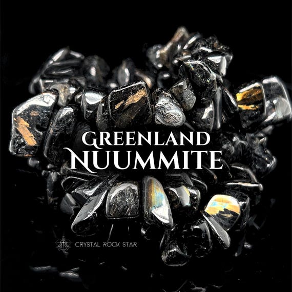 Genuine Nuummite Chip Bracelet: Rare Collectible 3 Billion Years Old Greenland Stone, Empath Protection