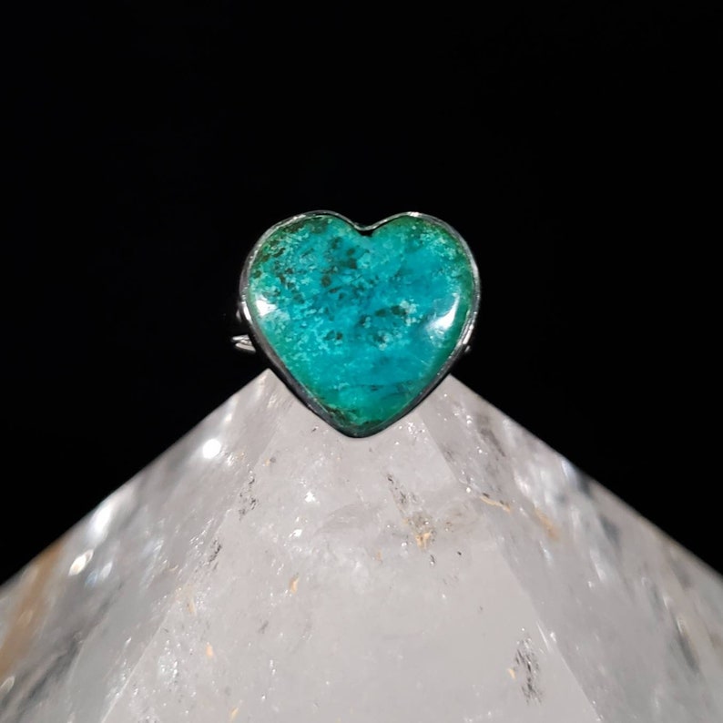 Turquoise Crystal for Love and Compassion Size 8.5 Shattuckite Heart Sterling Silver Ring Anniversary Friendship BFF Gift