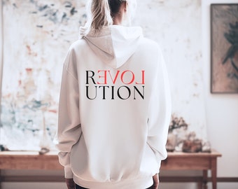 Love Revolution Hoodie, Love Sweatshirt, Couples Sweater, Gift for Boyfriend, Meaningful Gifts, Heart Beacon Hoodie, Peace Positivity Shirt