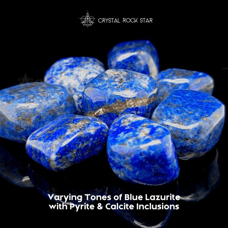 Lapis Lazuli Tumble Stone, Natural Blue Genuine Lapis Lazuli, Psychic Meditation Third Eye Chakra Intuition Empath Protection Crystal Grid - CrystalRockStar California