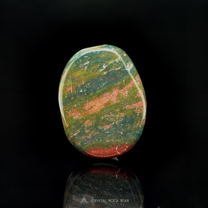Ocean Jasper Crystal Palm Stone Green Premium Flat Oval Worry Stone CrystalRockStar Los Angeles