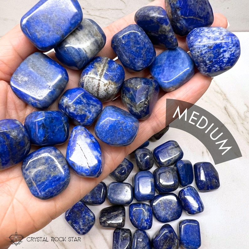 Lapis Lazuli Tumble Stone, Natural Blue Genuine Lapis Lazuli, Psychic Meditation Third Eye Chakra Intuition Empath Protection Crystal Grid - CrystalRockStar California