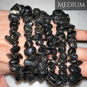 Genuine Nuummite Medium Chip Stretch Bracelet - Authentic Genuine Rare Greenland Crystal Rock Star - Los Angeles California CA Shop, Empath Protection Jewelry