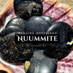 Genuine Nuummite Palm Stone, (1) Piece Rare Greenland Nuumite Polished Specimen Flat Disc, Pick Your Size and Grade, Empath Protection