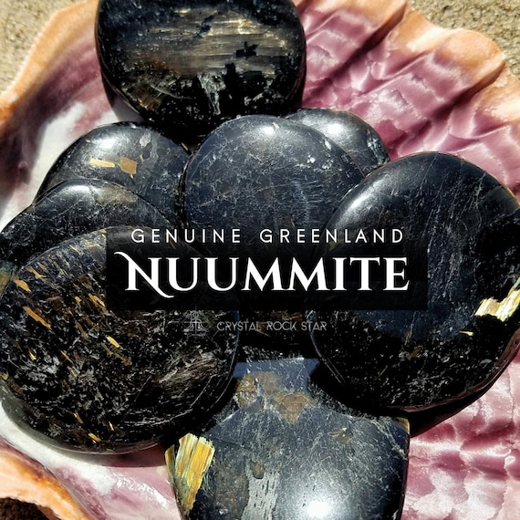 Genuine Nuummite Palm Stone (1) Greenland Empath Protection Crystal