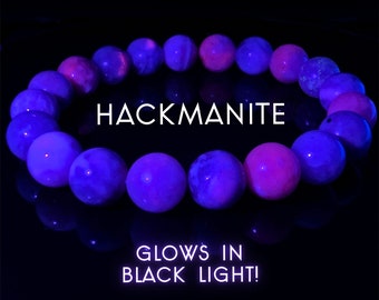 Hackmanite Crystal Bracelet, Color Changing UV Reactive, Unique Gifts for Her, Black Light Jewelry, Friendship Bracelet, 10mm Beads