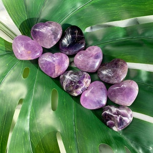 Amethyst Puffy Heart Palm Stone - Polished Purple Crystal - Chunky 1.7" - CrystalRockStar Meditation Yoga Decor