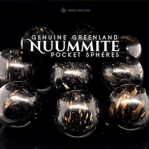 Genuine Nuummite Sphere, Small Sorcerers Stone Ball, Genuine Greenland Empath Protection Rare Collector Crystal, Nuummite Palm Stone Tumble